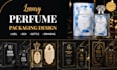 create luxury perfume label and packaging design with 3d mockup