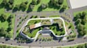 infrastructure commercial tower building,mixed use property,glass facade,ue5 cgi