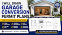 redraw fl, texas garage conversion permit plan for city approval in autocad
