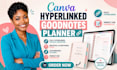design hyperlinked goodnotes planner, canva adhd goodnotes planner