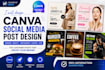 create modern canva posts for facebook, instagram and ads