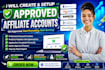 create, setup approved flexoffer, ogads, sovrn, clickdealer, sharesales account