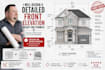 front elevation and facade drawings, materials, window details