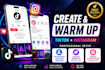 create and professionally warmup your tiktok and instagram account