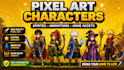 custom pixel art characters, sprite sheet, game assets