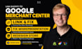 link shopify to google merchant centre, fix misrepresentation, redesign store