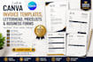 do custom canva invoice templates, letterhead, price list and business forms