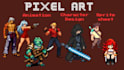 create pixel art character sprites and animations, pixel game assets