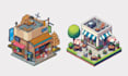 draw isometric pixel game art, pixel character art sprite isometric tileset map