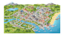 create tourism brochure map, visitor guide map and travel illustration
