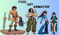 create pixel art animation pixel art character, sprite sheet, 2d pixel art