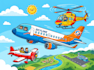 draw aircraft, airplane, helicopter into a vector cartoon art