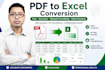 convert PDF to excel, clean, format and create editable spreadsheet