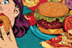 create bold and tasty food pop art illustrations