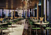 stylish restaurant, cafe interior design with realistic 3d render, bar,2d layout