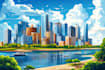 create a landscape and urban vector art illustration