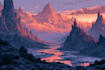 create stunning fantasy landscape, background illustration