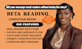 beta read your christian manuscript with detailed reader feedback