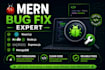 fix react js, node js and mern stack bugs