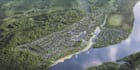 create photorealistic waterfront master plan rendering 3d urban site planning