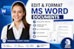 do ms word documents formatting, design ms document, convert any file to ms word