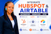 integrate hubspot and airtable using make com, zapier, or their official apis