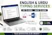 do urdu english typing and PDF to word retyping accurately