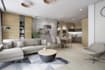 visualize high end contemporary interior design, 3d furniture layout, cgi render
