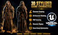 create 3d stylized game ready character models, sculpting rigging and texturing