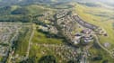 render 3d aerial master plan layout, urban development, landscape visualization