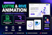 create modern lottie json and rive animations for UI and UX projects