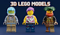 create custom 3d lego model, lego minifigure, moc and lego character