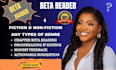 beta read critique, fiction and nonfiction beta reader, alpha beta reader