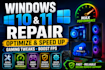 repair windows 11, 10 computer gaming tweaks optimize PC for speed