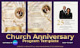 church anniversary program template design, editable canva church program