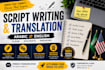 write engaging scripts and translate english to arabic