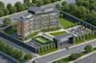 render 3d educational building,academic block interior, modern school cgi visual