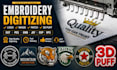 do embroidery digitizing, logo, digitize image for embroidery in dst, pes, emb