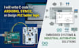 write c code for arduino, stm32, or design plc ladder logic