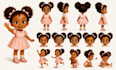 design whimsical children book character pose sheet and expression sheet