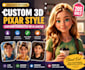 design a custom 3d pixar style cartoon character