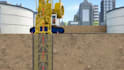 create 3d construction animation pilling deep foundation and eotechical process