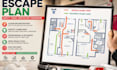 design fire escape plan, fire safety,fire exit plan and emergency evacuation map
