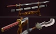 create stylized low poly weapons