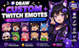draw custom twitch emotes, chibi emotes and vtuber graphics