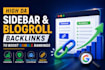 create powerful high da, sidebar and blogroll backlinks