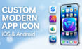 design custom modern and professional app icon for iphone and android mobile app