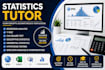 teach statistics, regression analysis, t test and chi square
