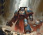 draw an epic grimdark sci fi warrior inspired by warhammer 40k