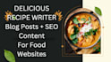 write SEO optimized recipe and food blog articles